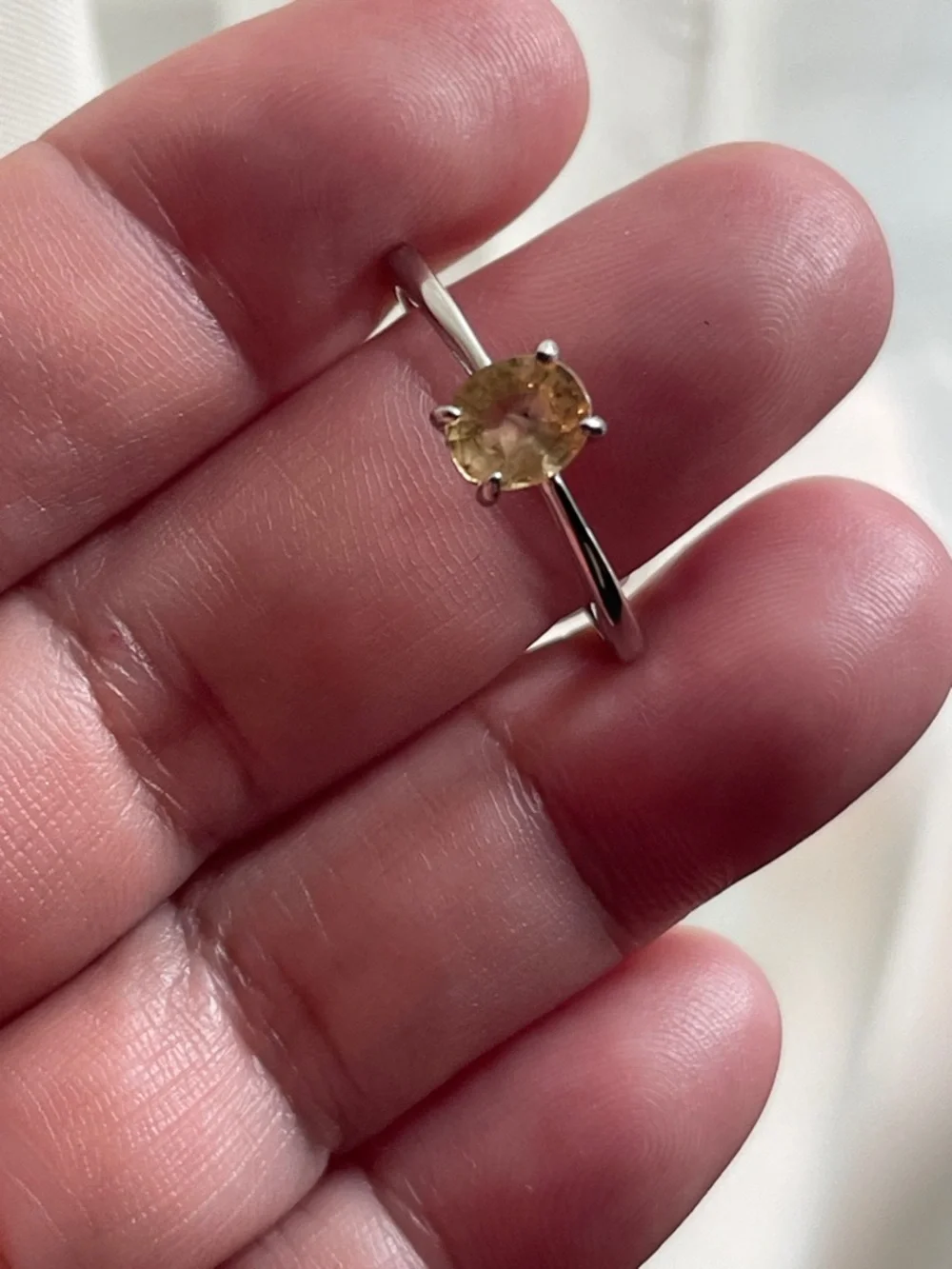 Certified Natural Yellow Sapphire Solitaire Gemstone Ring in 925 Silver Size 9